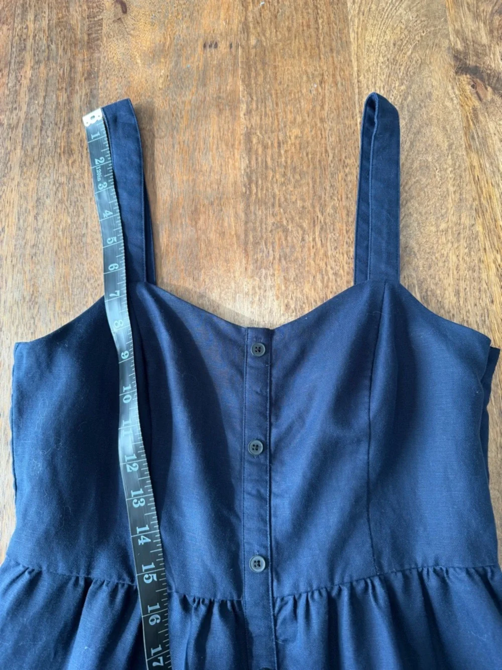 Frank And Oak Navy Tencel Linen Blend Button-Down Midi Dress S - Picture 4 of 11